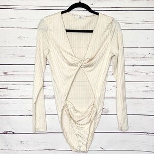 Missguided Long Sleeve Cut Out Bodysuit Size 10